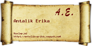 Antalik Erika névjegykártya